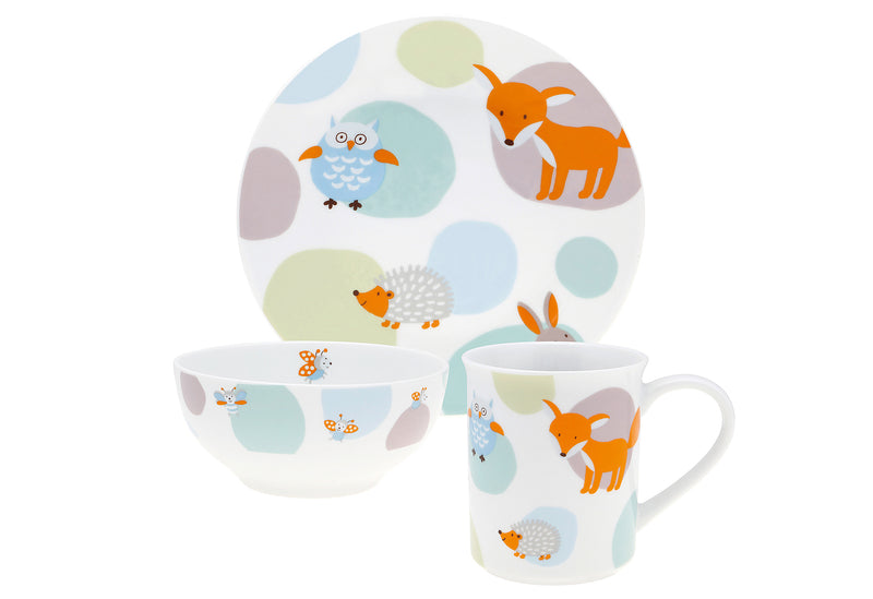 PURESIGNS Kindergeschirr Woody Porzellan 3teilig