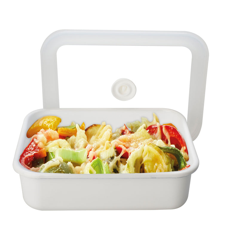 Vakuum-Emailledose, L flach, 1,35L