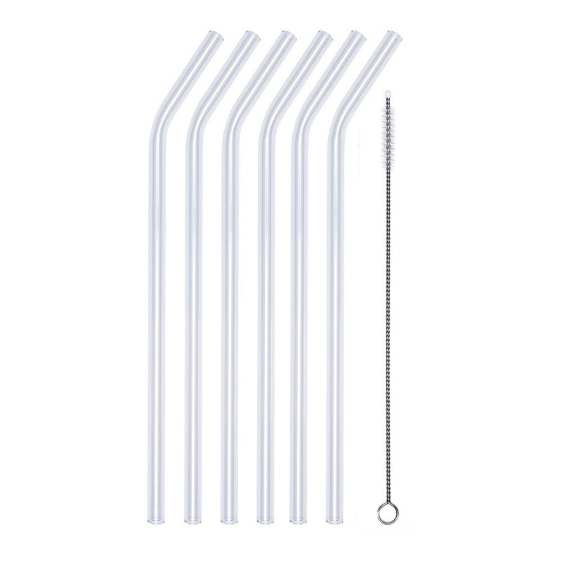 Glas-Trinkhalme, die ideale Alternative zu Kunststoff-Strohhalmen. Inklusive Reinigungsbürste.