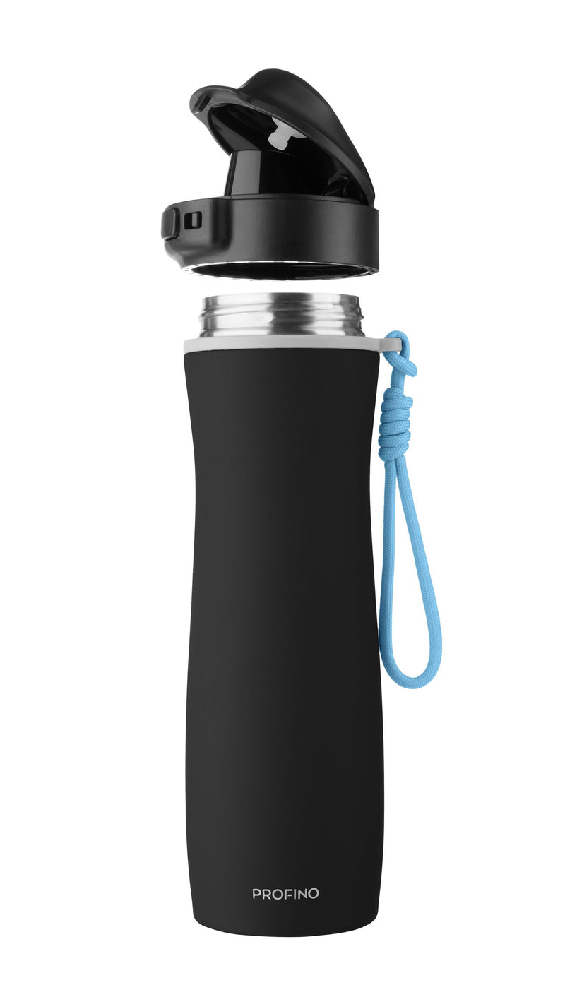 Sport-Flasche "Active", 600 ml, Edelstahl, schwarz