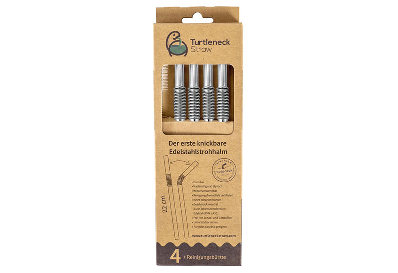 Trinkhalme biegsam 22cm 5er Pack Edelstahl silber