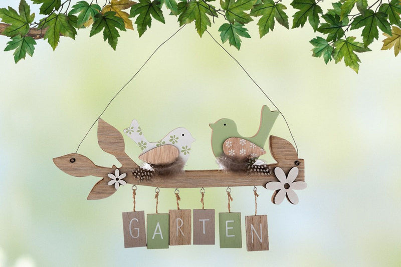 Garten Holzhänger, Dekoschild, Modell, MEIN GARTEN , Material Holz, Maße 30 x 32 cm, natur, weiss, grün, ideal für Garten, Terrasse, Bar, Cafe, Cafeteria oder einfach Zuhause.