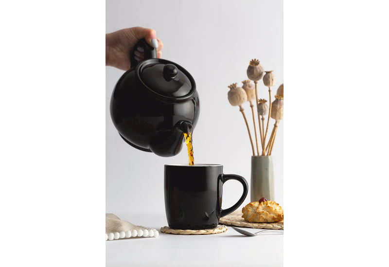 Teekanne klassisch, schwarz, 6 Tassen