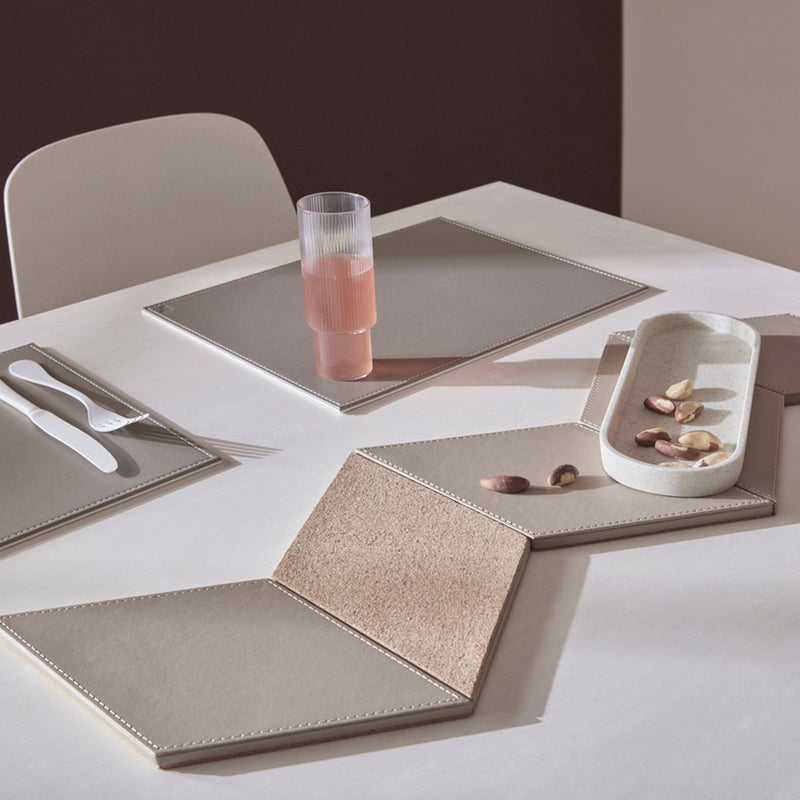 DUO - Platzset rechteckig, Taupe/Weiß