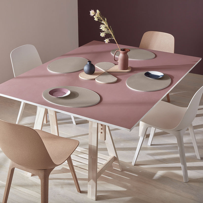 DUO - Platzset oval, Taupe/Weiß