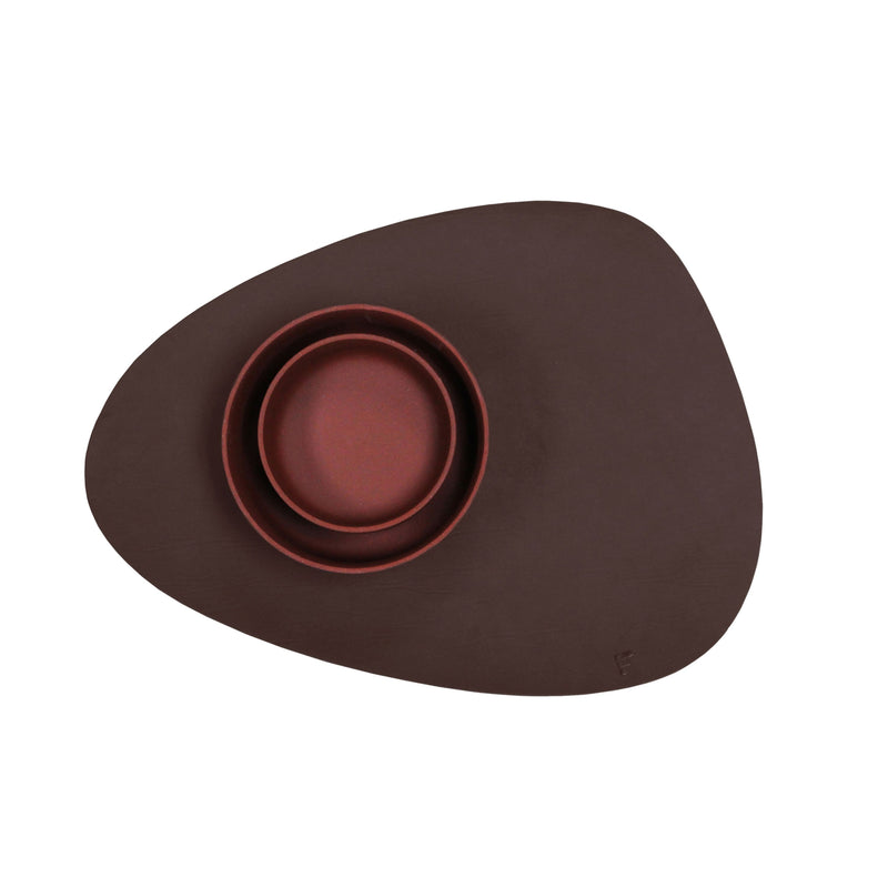 Platzset recyceltes Leder, kieselförmig, braun