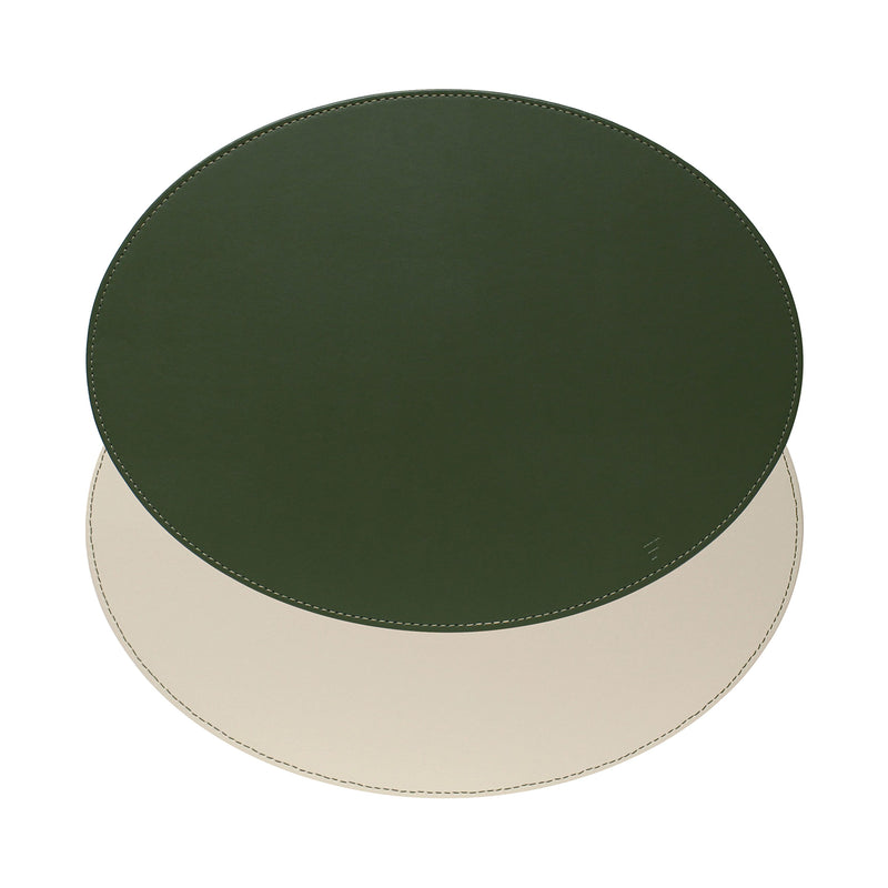 DUO Platzset, Oval, Olivegrün/Elfenbein