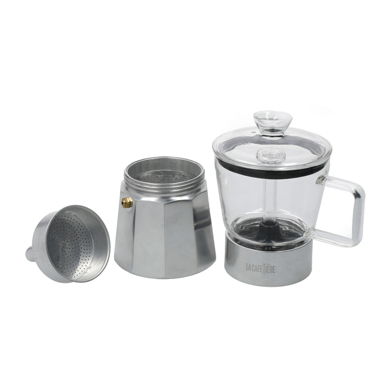LA CAFETIERE Espressobereiter Verona Chrom/Glas 240ml 6 Ta
