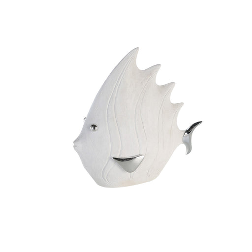 Figur"Fisch",Poly,weiss/sil,H.33cm