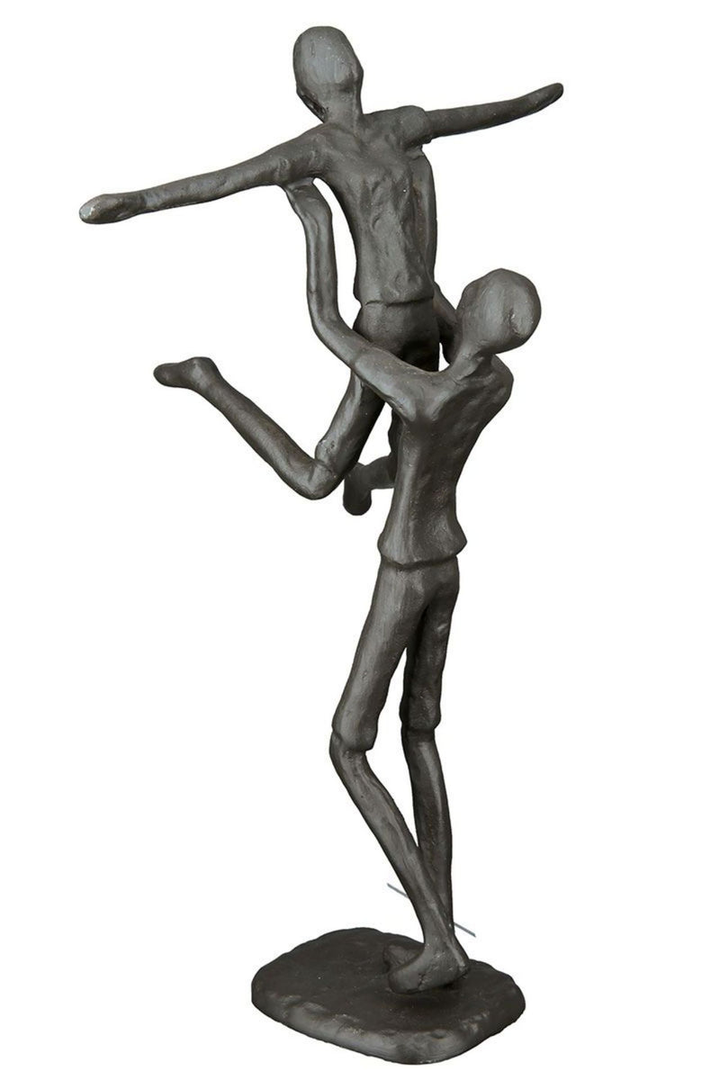 Große 24 cm hohe Design Figur, Skulptur mit Umsetzungsmotto, HEBEFIGUR, aus Eisen BRÜNIERT, durch kunstvollen Stil in Szene gesetzt, Größe 24 x 15 x 12 cm, tolle kreative Geschenkidee