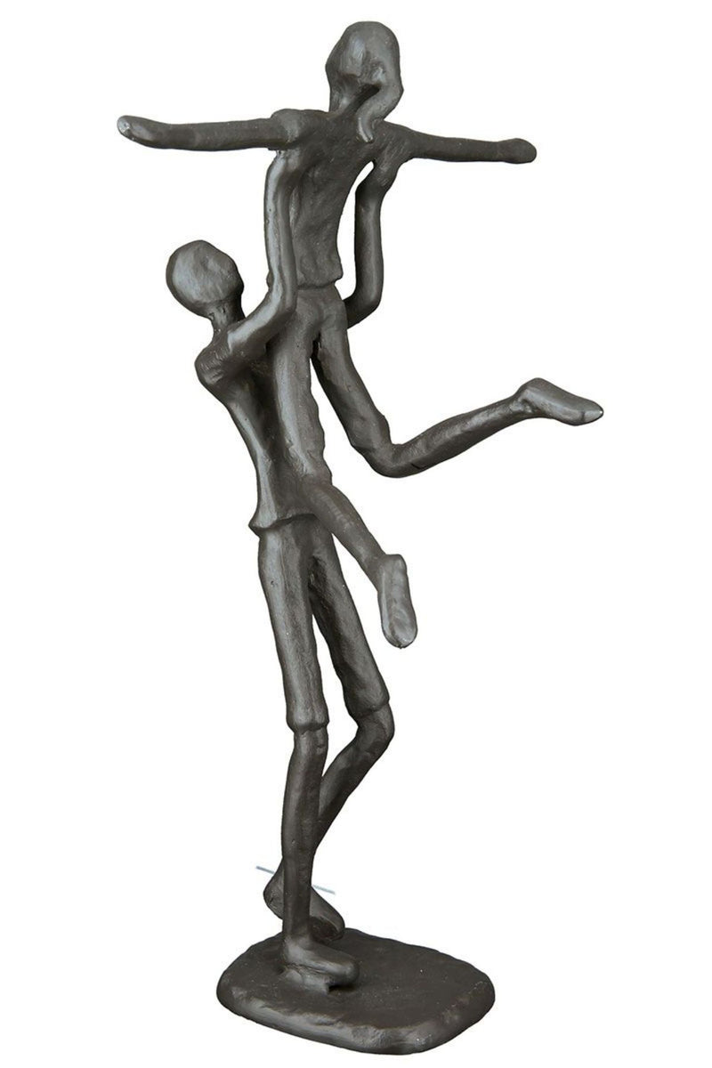 Große 24 cm hohe Design Figur, Skulptur mit Umsetzungsmotto, HEBEFIGUR, aus Eisen BRÜNIERT, durch kunstvollen Stil in Szene gesetzt, Größe 24 x 15 x 12 cm, tolle kreative Geschenkidee