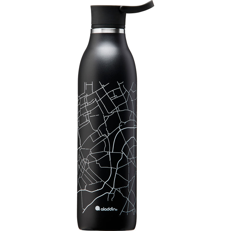 CityLoop Isolierflasche, 0,6L, Lava-Schwarz + Print