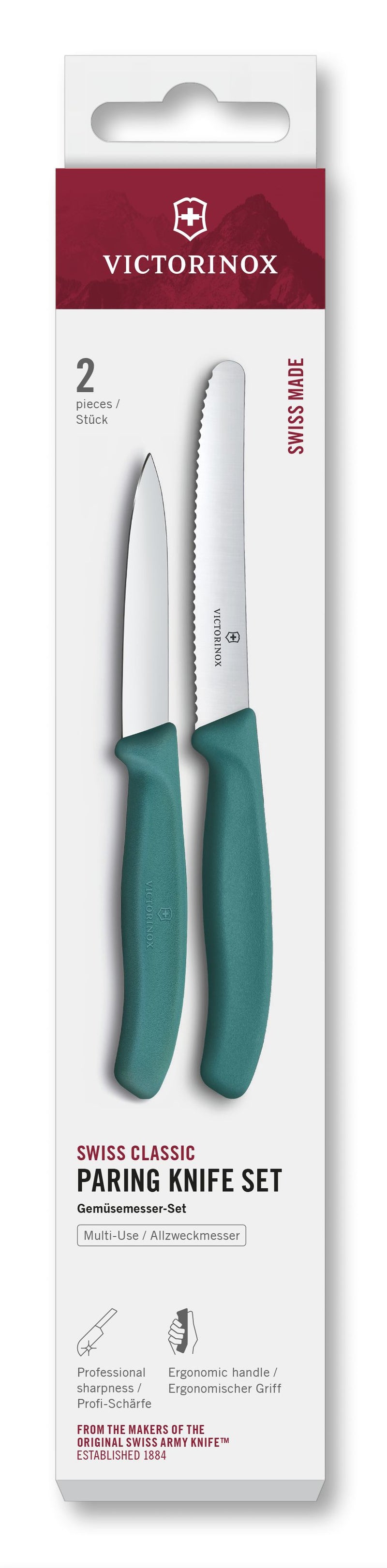 VICTORINOX Gemüsemesser Set gerade/Wellen grün 2teilig