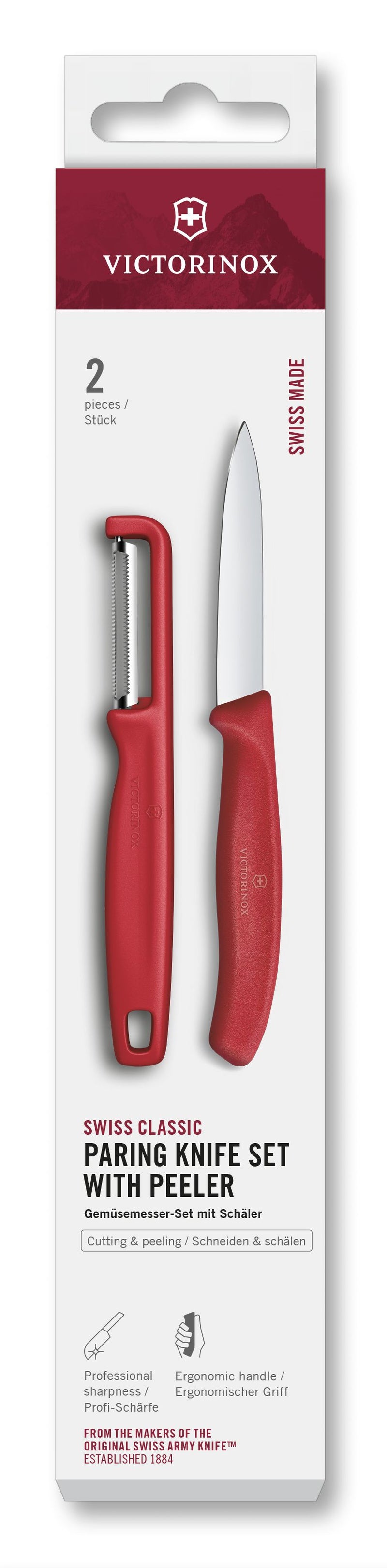 VICTORINOX Gemüsemesser mit I-Schäler rot 2teilig