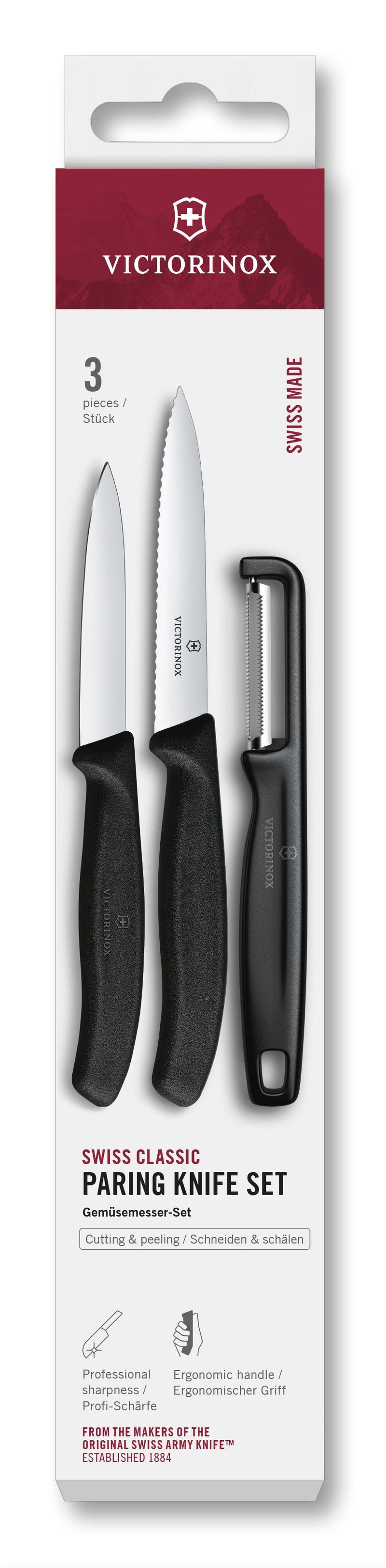 VICTORINOX Gemüsemesser mit I-Schäler schwarz 3teilig