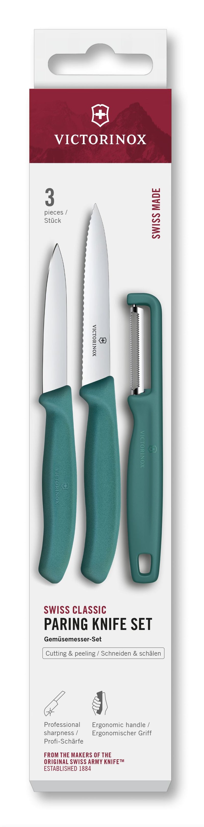 VICTORINOX Gemüsemesser mit I-Schäler grün 3teilig