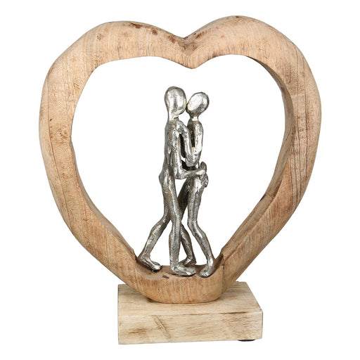 Skulptur"First Kiss"Mangoholz/Alu H.34cm