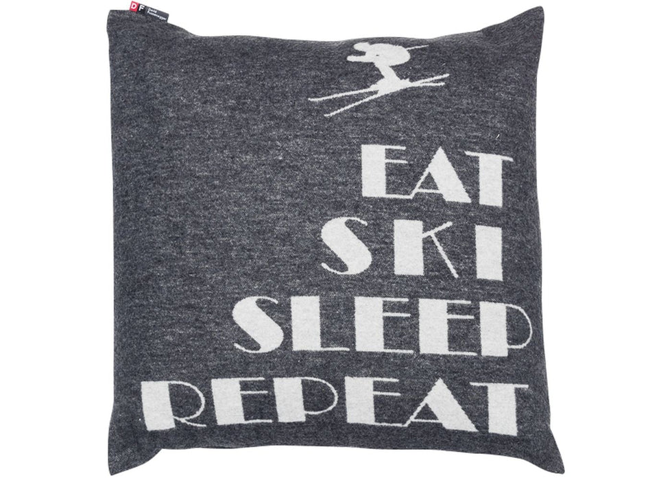 Kissenhülle "Eat Ski Sleep Repeat" anthrazit / 50x50 cm
