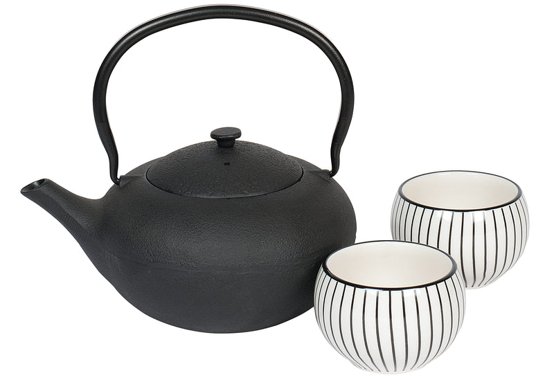 BREDEMEIJER Tee-Set Gusseisen/Porzellan Shanxi 1l schwarz 3teilig