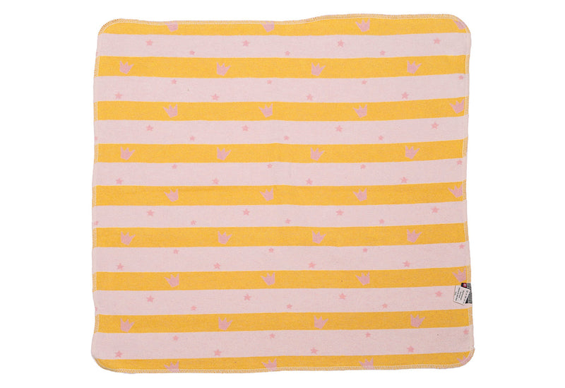 FUSSENEGGER Babydecke mit Kapuze Kronen 80x80cm altrosa