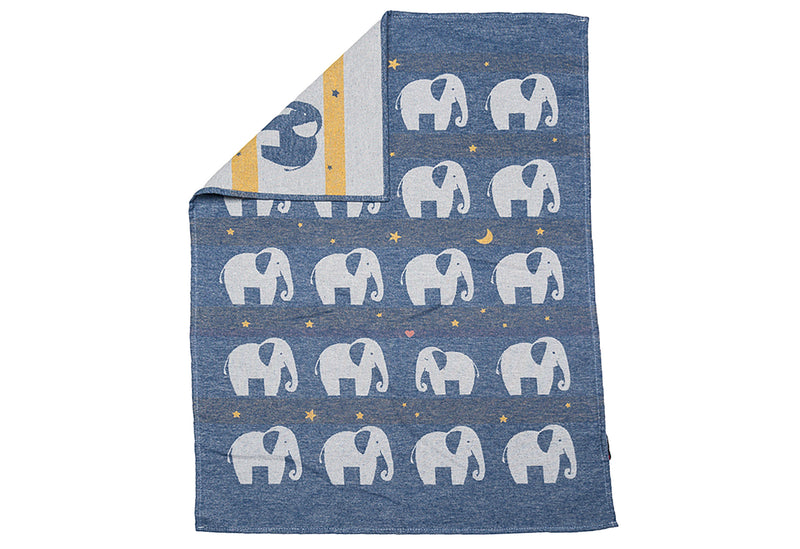 FUSSENEGGER Babydecke Lima Elefant 65x90cm blau
