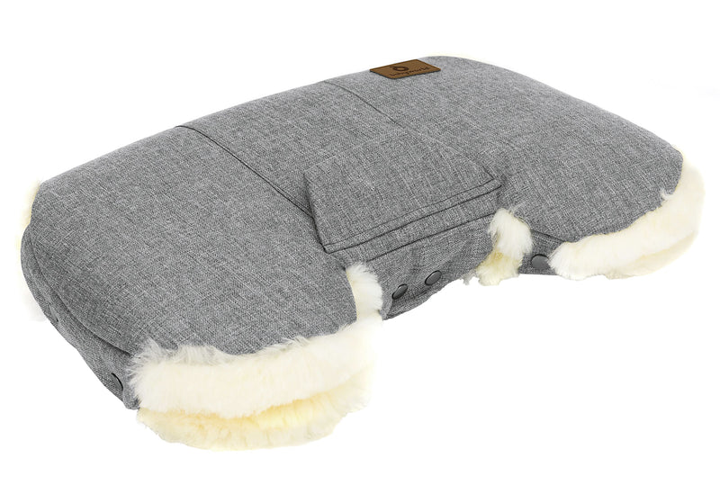 BABYWORLD Handwärmer mit Lammfell silbergrau