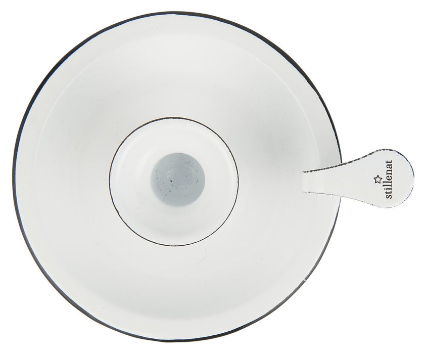Tolle weiße im Vintage-Stil romantische Kammerleuchte bzw. Kerzenhalter, aus echter Emaille. Modell " STILLENAT ". 17 x 15 x 4 cm, Fassung 2,2 cm, Hoher Neidfaktor.