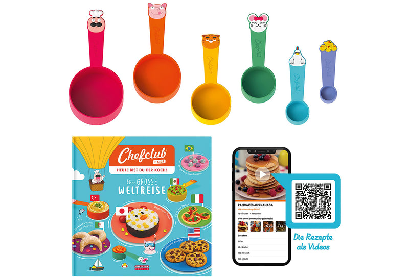 CHEFCLUB Backset Buch Die große Weltreise mit den Chefclub Messbechern