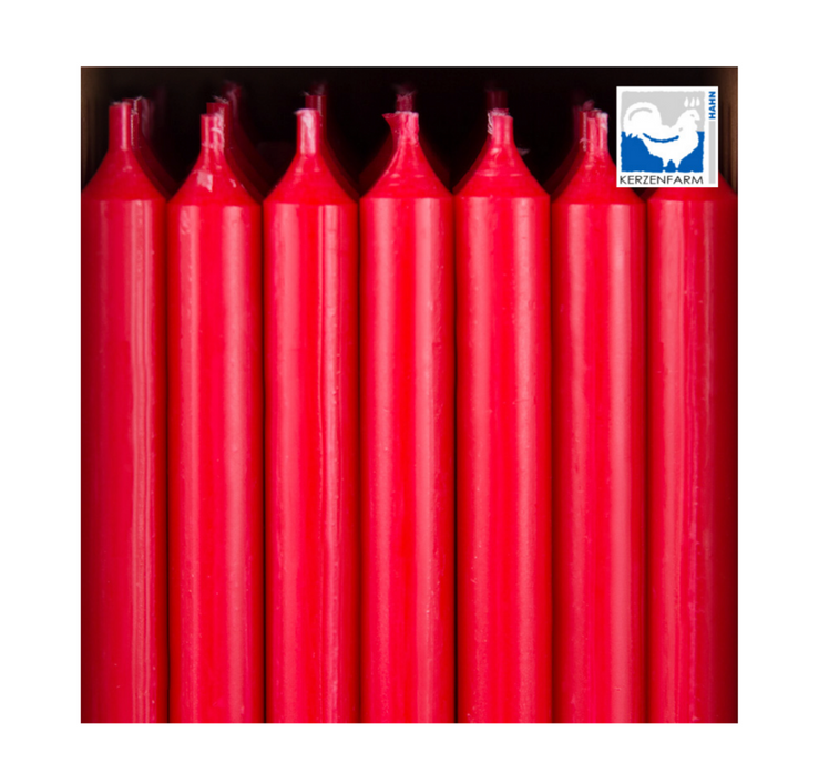 Tall stick candles set of 6 in an elegant style, color CHRISTMAS RED, slim design with 1.3 cm diameter, height 25 cm, approx. 6 hours burning time, soot and drip-free, high envy factor.