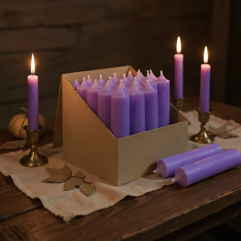 11cm Stabkerzen 10er Set im eleganten Stil, Farbe LAVENDEL, natürliches Design mit 2,2 cm Durchmesser, Höhe 11 cm, ca. 4 Stunden Brennzeit, Ruß- und tropffrei, Hoher Neidfaktor.