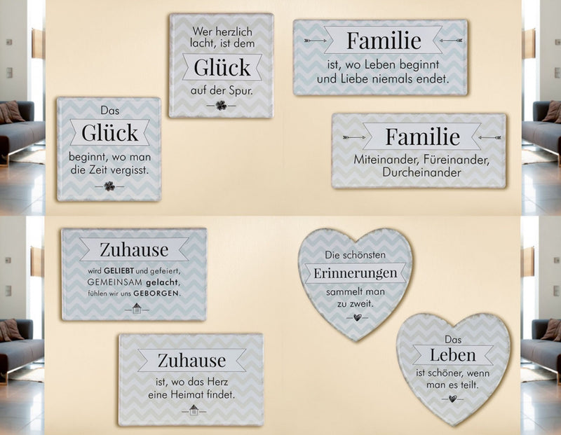 Tolles Metallschild , Modell Familie miteinander,..., Material Metall , Maße 35 x 15 cm, weiß grau, ideal für Küche, Flur, Cafe, Cafeteria oder einfach Zuhause.