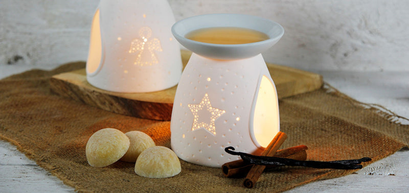 6 Stück große Bio Duftwachs Halbkugeln in Geschenkpackung, Duft " VANILLE LAVENDEL ". 100% pflanzliches Stearin mit ätherischen Ölen. 6-8 Stunden Duftzeit am Stück