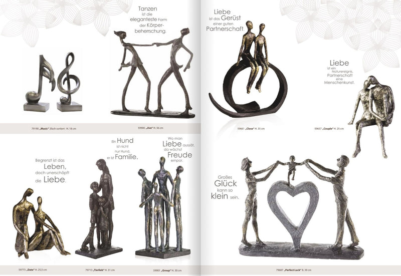 Set Moderne Skulpturen, 2 Stück als Set, Deko Objekt " Musik ", Notenschlüssel und Violinschlüssel, Poly Höhe 18 cm, Platinfarben bzw. Anthrazitfarben, tolle Geschenkidee