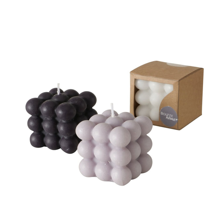 3 Stück Bubble Kerzen, Modell " URBAN Candles " , 6 x 6 x 6 cm, 15 Std. Brenndauer je Kerze. Farbe weiß, schwarz und grau. Hoher Neidfaktor.