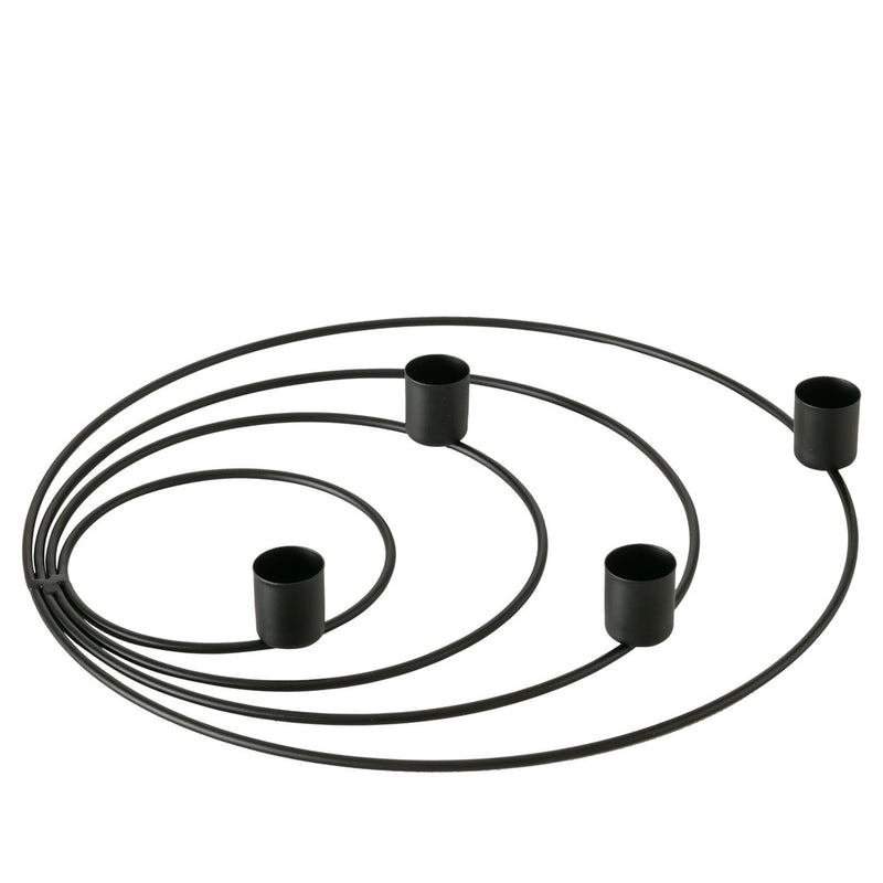 4 flammiger runder schwarzer Kerzenständer , Höhe 3 cm mit 30 cm Breite, Modell CAMI schwarz, Kerzenhalter, Kerzenleuchter, fester Stand, Eisen lackiert, hoher Neidfaktor