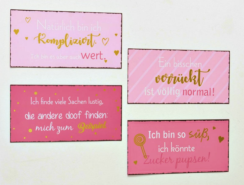 Grosses Vintage Metallschild, Modell „ ICH FINDE VIELE SACHEN LUSTIG ..., Material Metall , Maße 40 x 20 cm, rosa pink, ideal für Küche, Flur, Bar, Cafeteria oder einfach Zuhause.