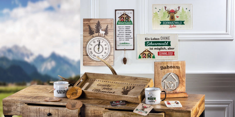 Wetterstein, Wetterstation als Aluschild, Modell: WANDERN, Der Berg ruft, mit angehängtem Kompass, Maße Schild 30 x 14 cm, tolle Gartendekoration, ideal als Geschenkidee