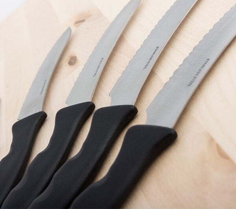 Grill und Steakmesser plus Küchenmesserset, Edelstahl 10 Teile, alles was eine moderne Küche benötigt, incl. 4 Steakmesser, ergonomische Griffe, sichere Einfassung, tolle Geschenkidee