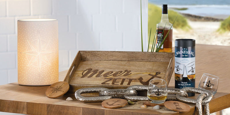 2er Set Maritimes Wackelglas Anker, Whisky-Gläser Schwenkglas, in schöner Geschenkbox, spülmaschinenfest