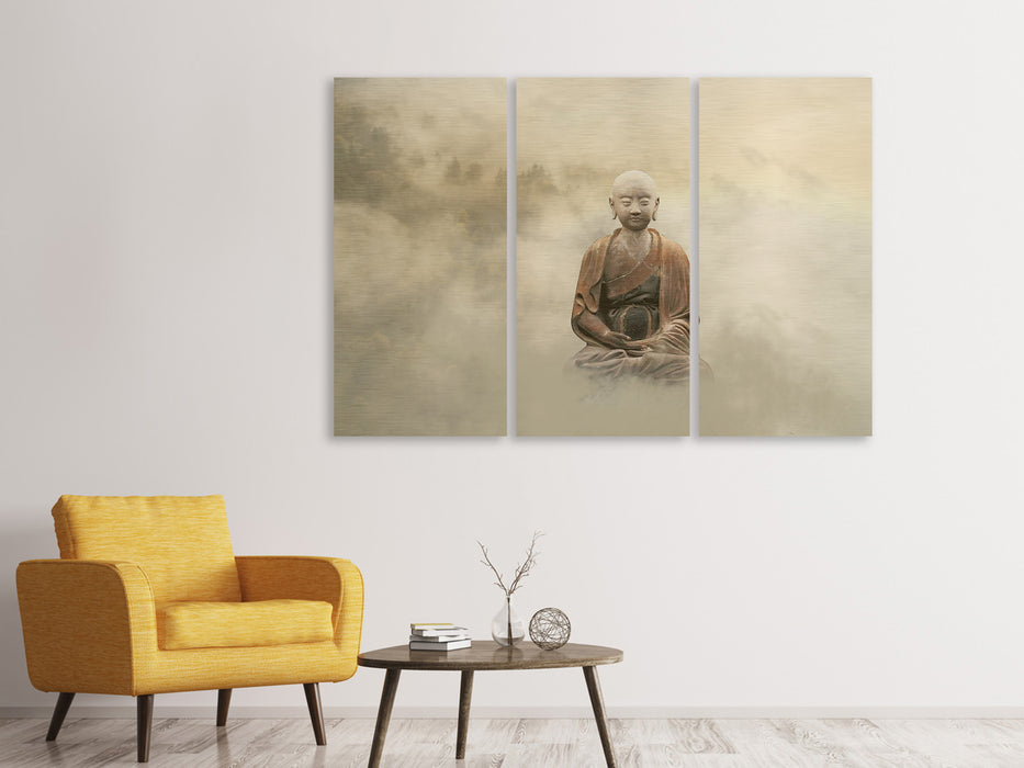 Leinwandbild 3-teilig Buddha im nebulösen Licht