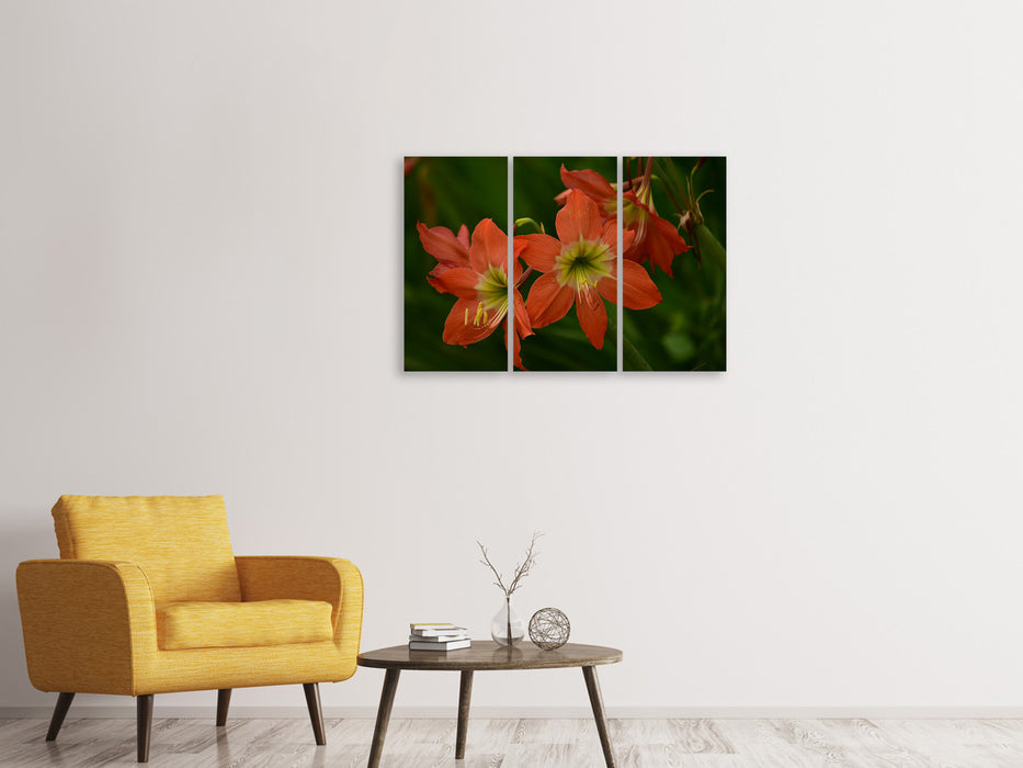 Leinwandbild 3-teilig Lilien in orange