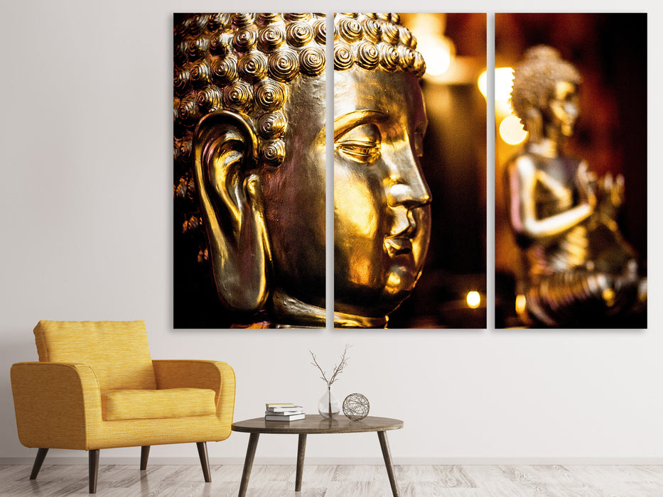 Leinwandbild 3-teilig Goldene Buddhas