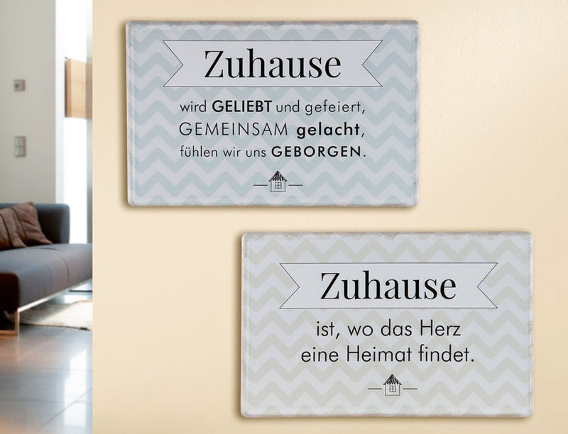 Tolles Metallschild , Modell Zuhause wird..., Material Metall , Maße 30 x 19 cm, weiß graublau, ideal für Küche, Flur, Cafe, Cafeteria oder einfach Zuhause.