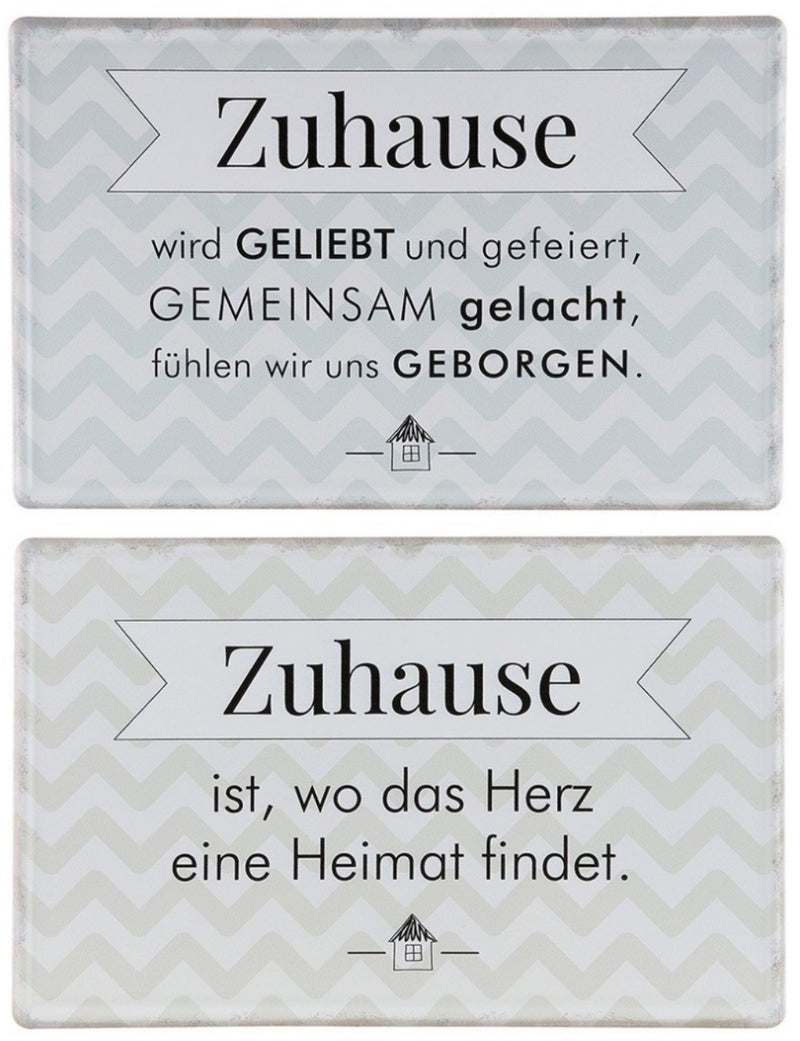 Tolles Metallschild , Modell Zuhause wird..., Material Metall , Maße 30 x 19 cm, weiß graublau, ideal für Küche, Flur, Cafe, Cafeteria oder einfach Zuhause.