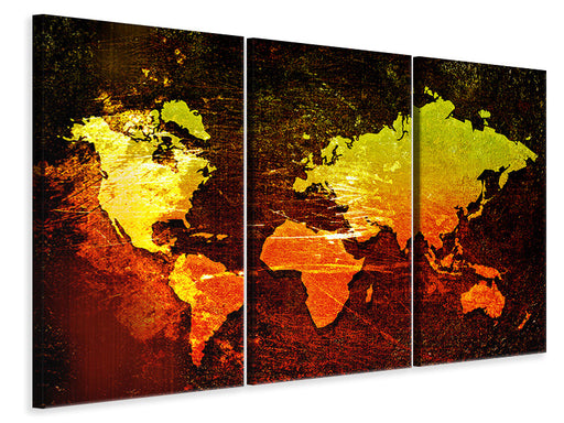 Leinwandbild 3-teilig Retro-Weltkarte