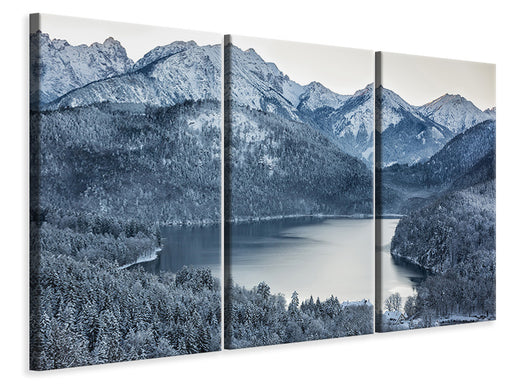 Leinwandbild 3-teilig Schwarzweissfotografie Berge