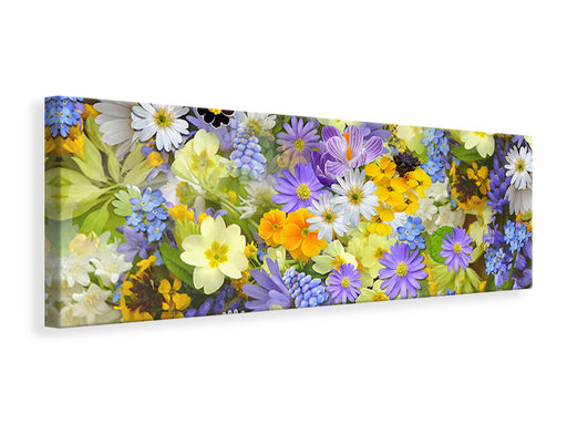 Leinwandbild Panorama Frische Frühlingsblumen