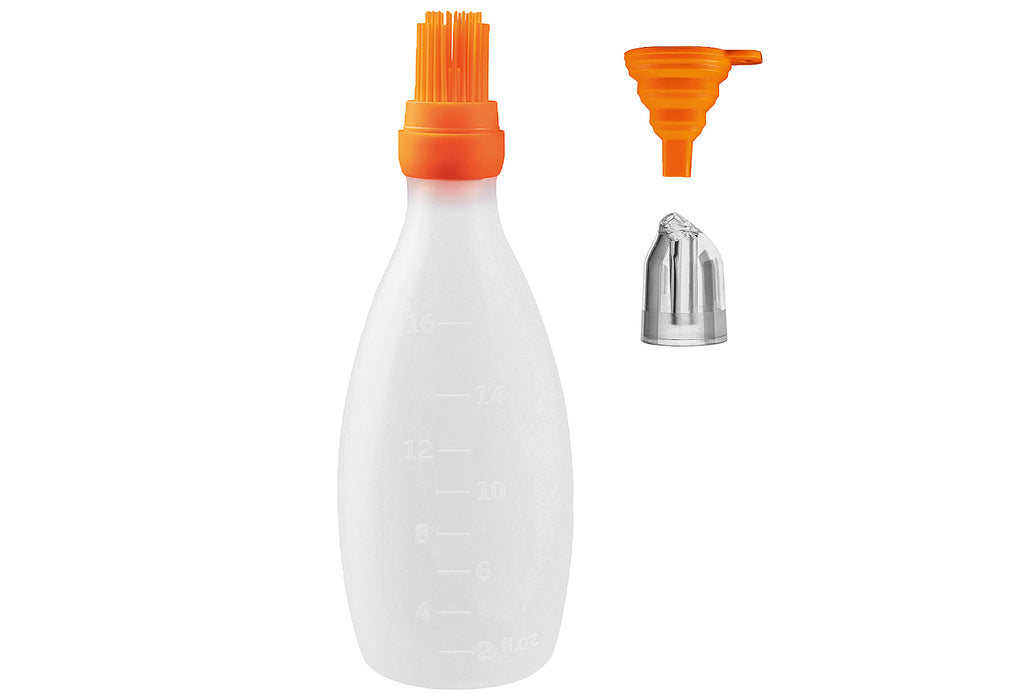 GOURMET EASY Silikon-Marinierflasche mit Bürste Orange