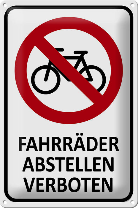 Blechschild Hinweis 20x30cm Fahrräder abstellen verboten Deko Schild