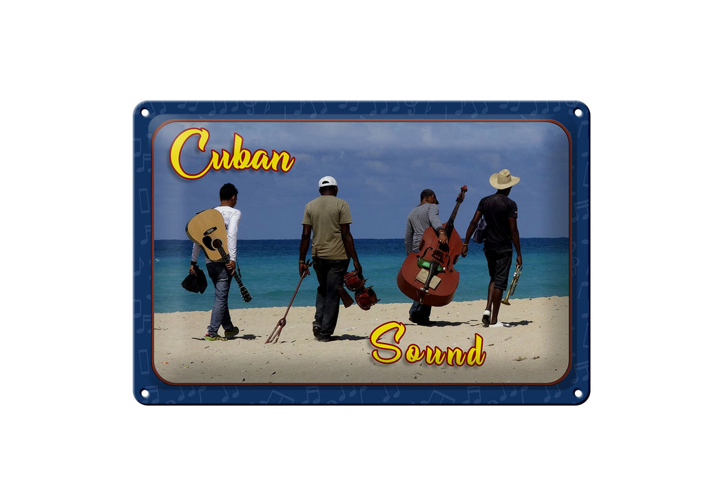 Blechschild Cuba 30x20cm Cuban Sound Band am Strand Deko Schild